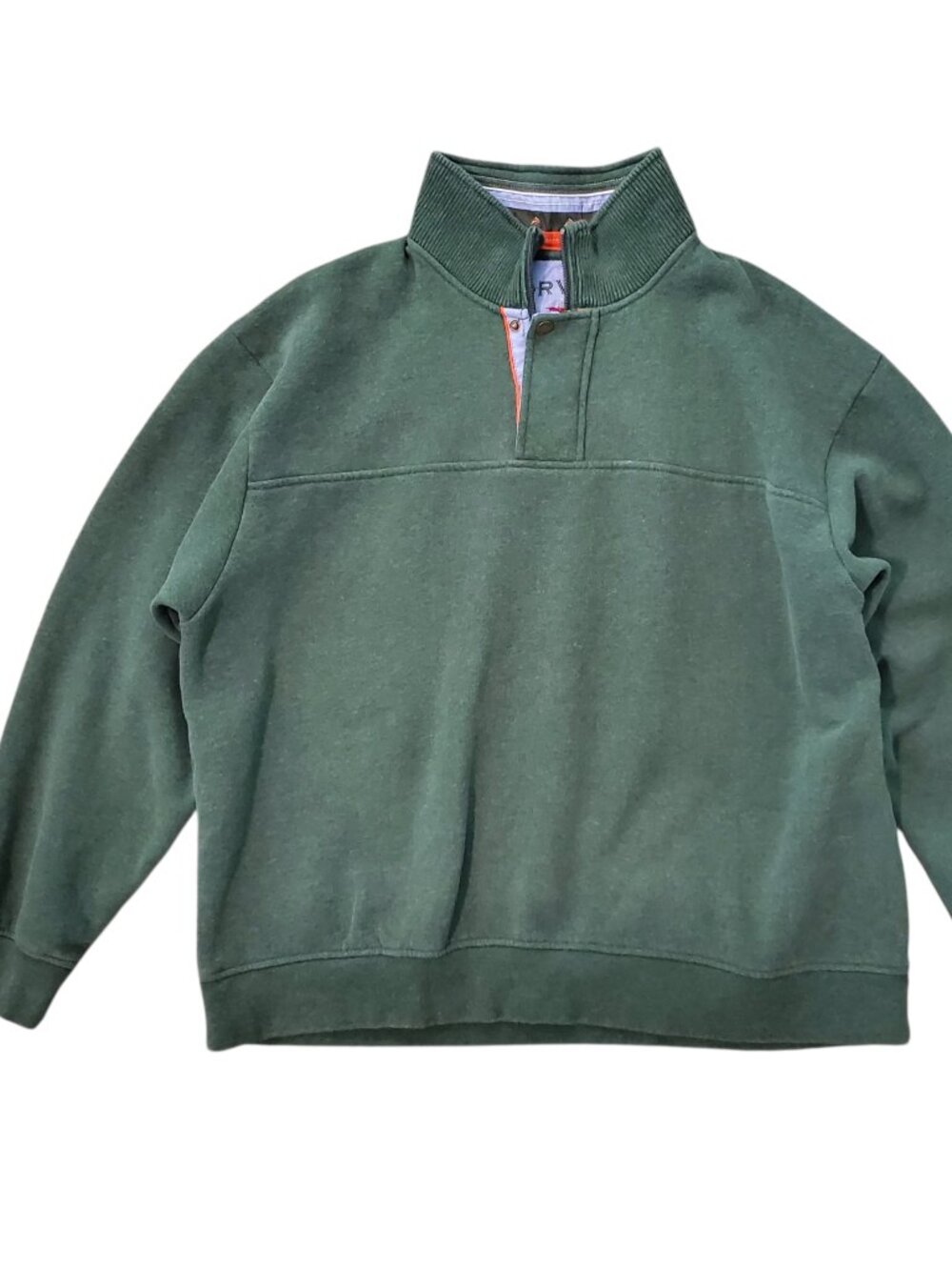 Orvis Signature Sweatshirt Forest Green Outdoor Pullover Zip & Button - XL